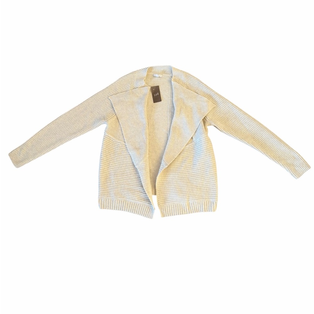 J.Jill Cable‎ Knit Open Front Cardigan Porcelain Heather Size S NWT